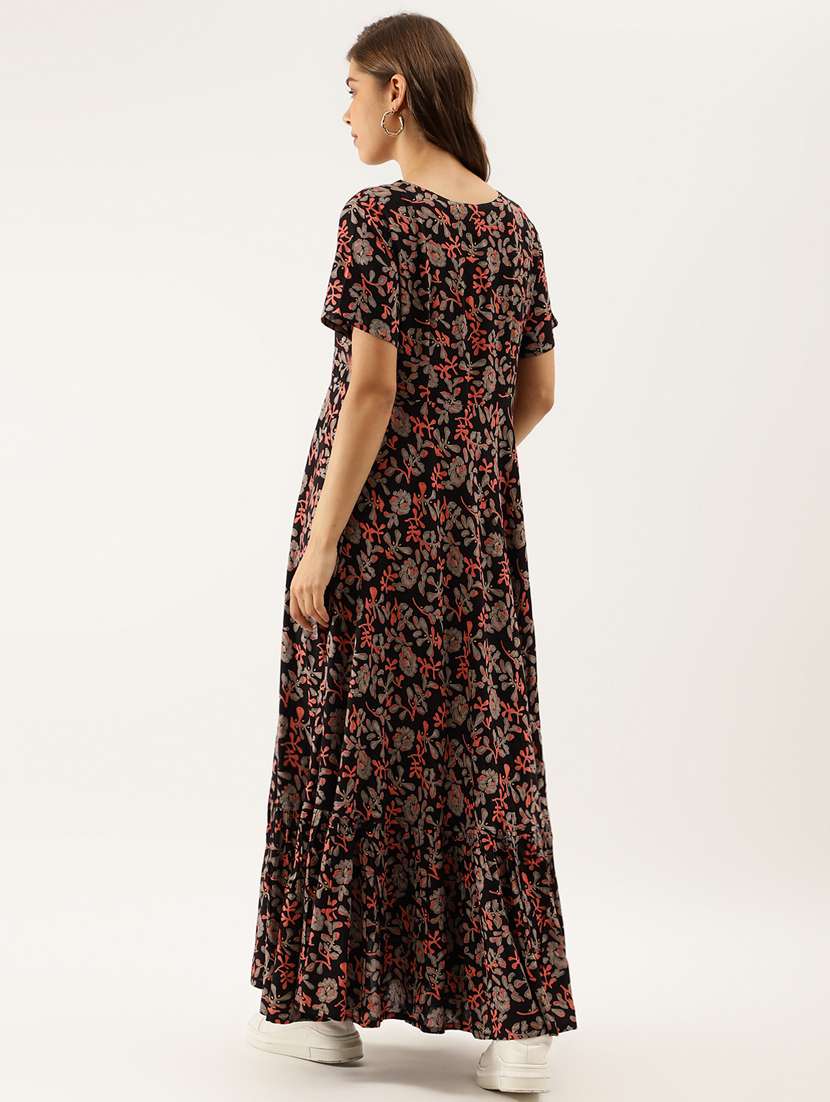 women multi color printed rayon fit & flare dress - 20390530 -  Standard Image - 3