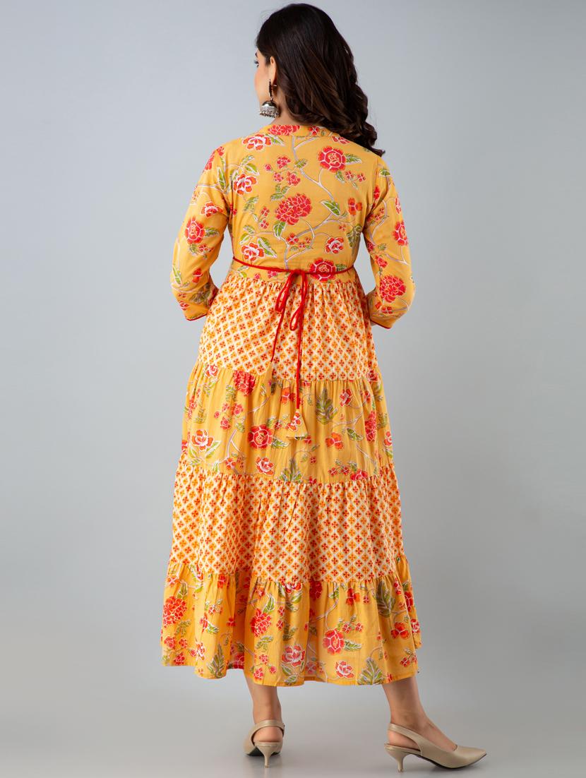 yellow floral ethnic dress - 20390654 - Standard Image - 3