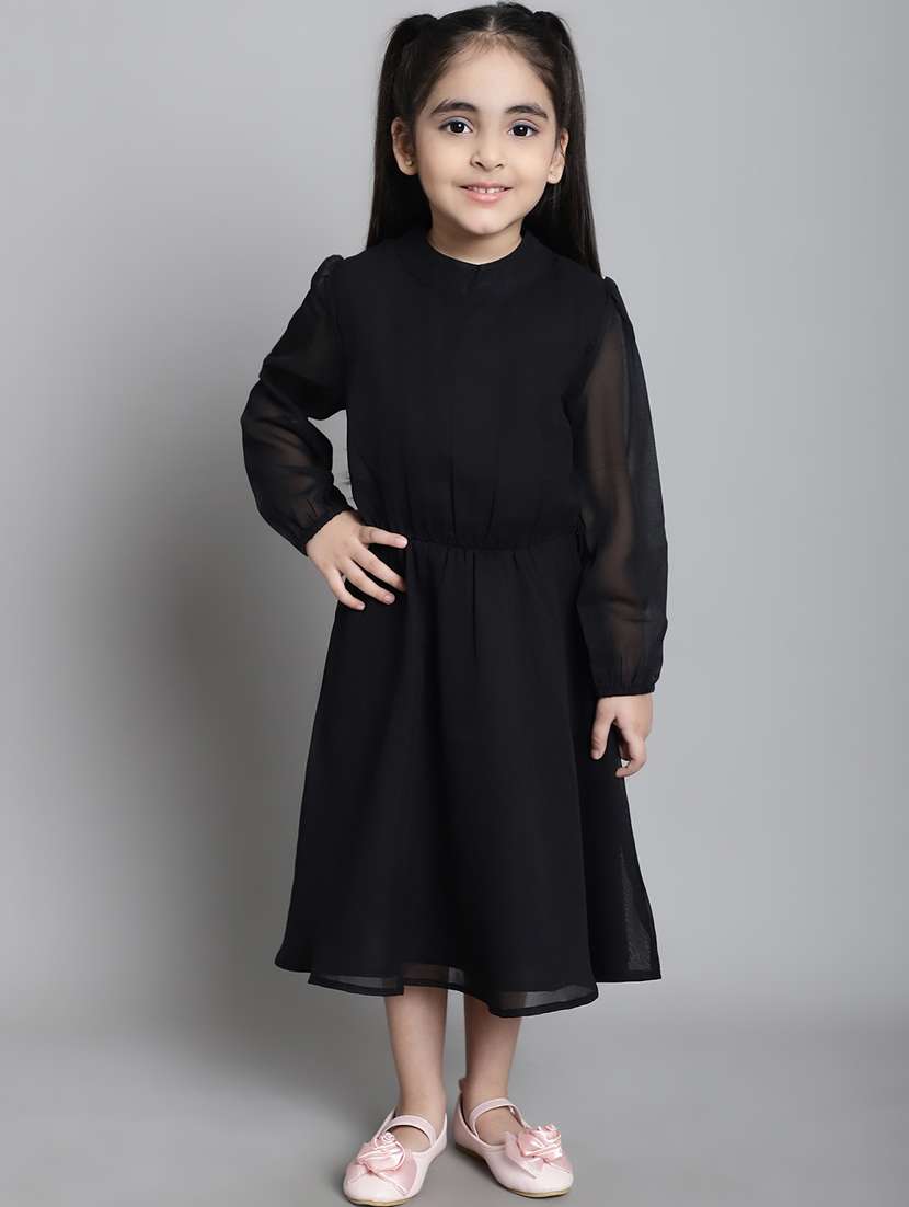 girls round neck long sleeves frock
