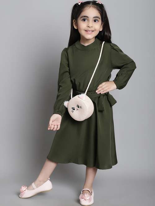 girls mock neck bishop sleeve frock - 20393282 -  Standard Image - 0