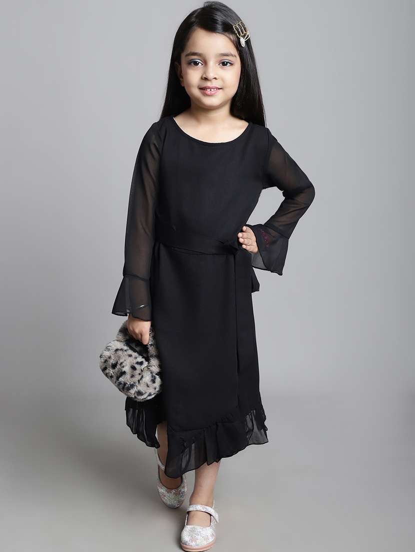 girls round neck long sleeves frock