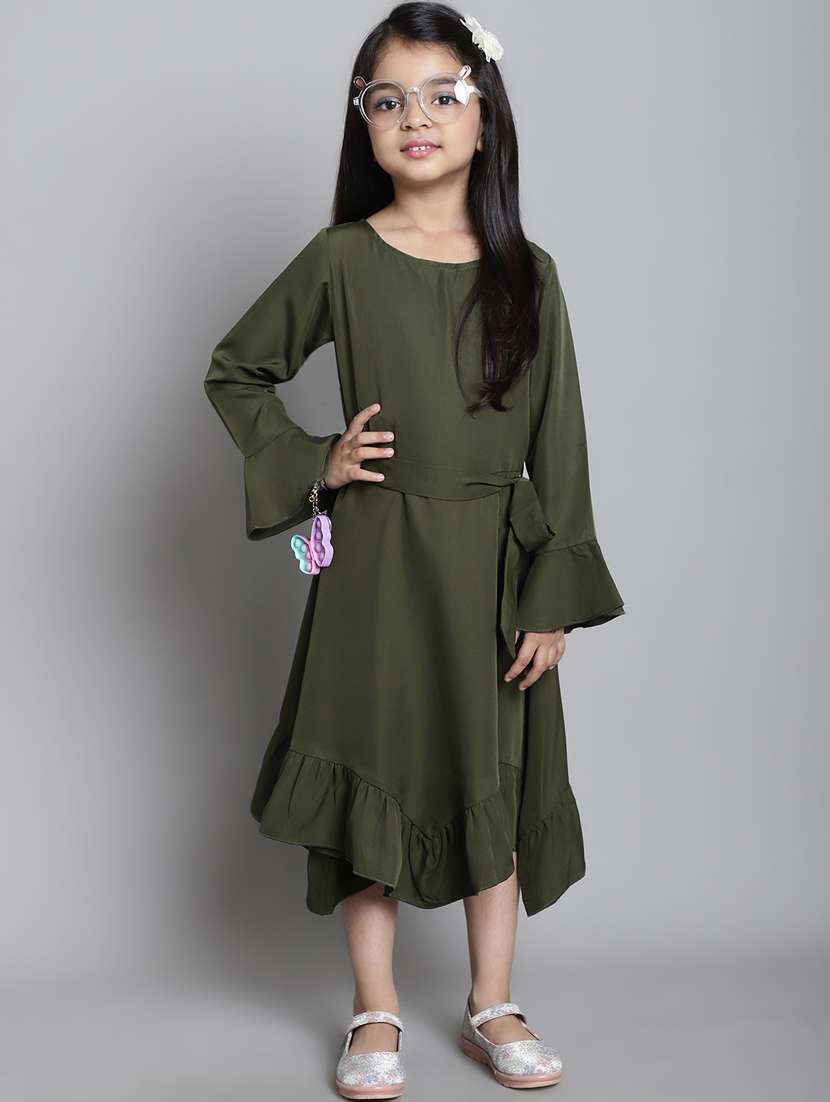 girls round neck long sleeves frock