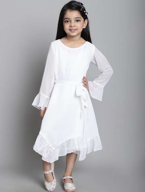 girls round neck long sleeves frock - 20393372 -  Standard Image - 0