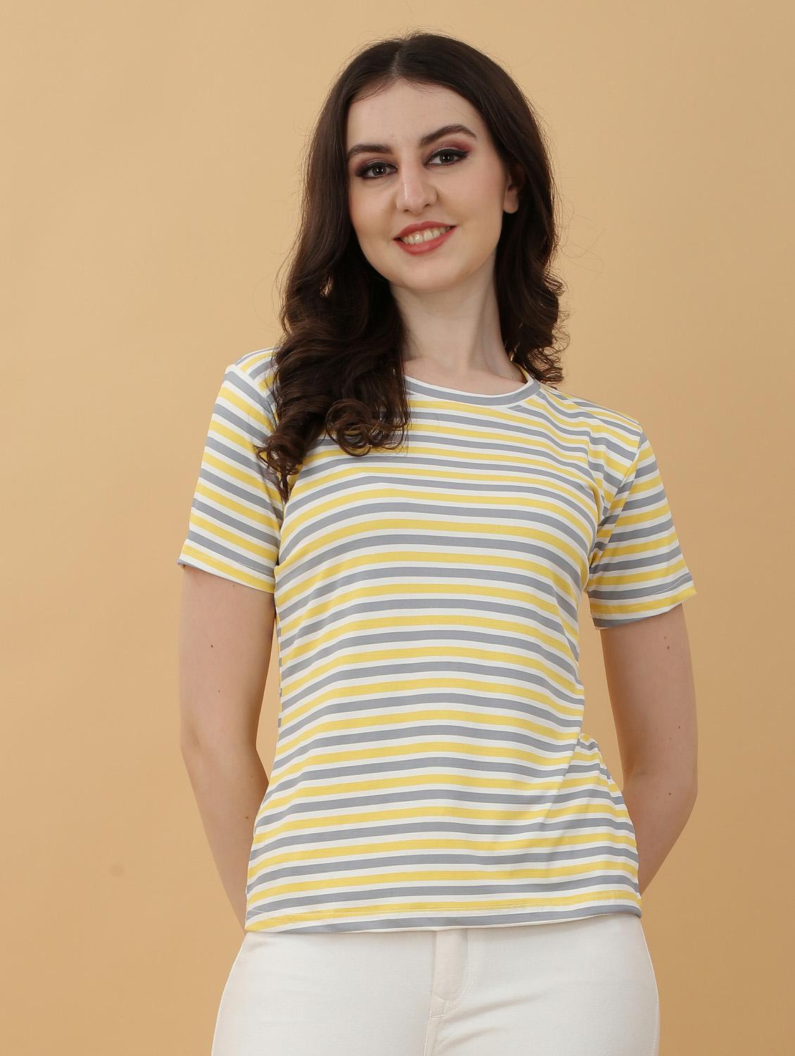 women multi color lycra blend regular t-shirt - 20393599 - Zoom Image - 0