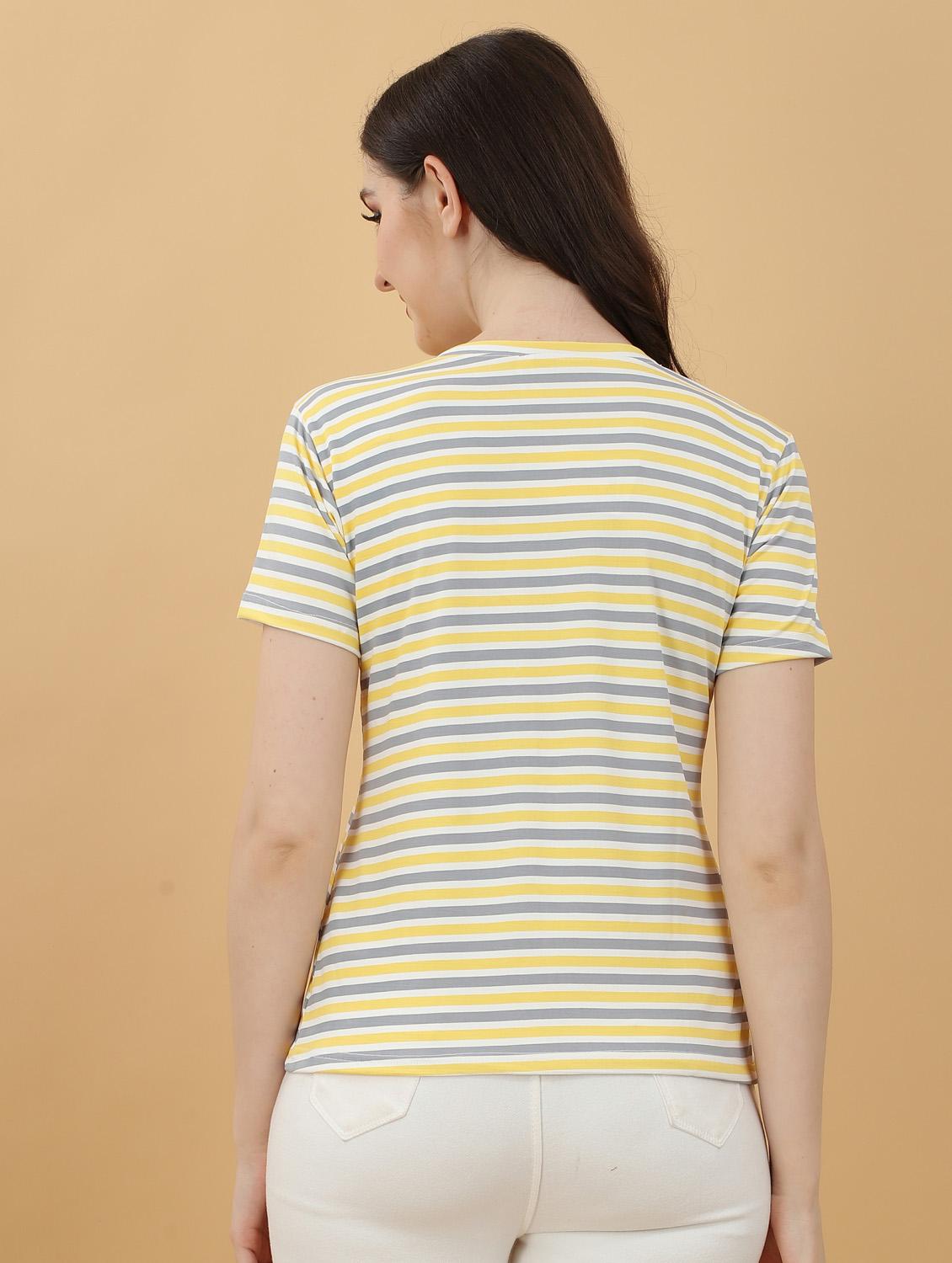 women multi color lycra blend regular t-shirt - 20393599 - Standard Image - 3