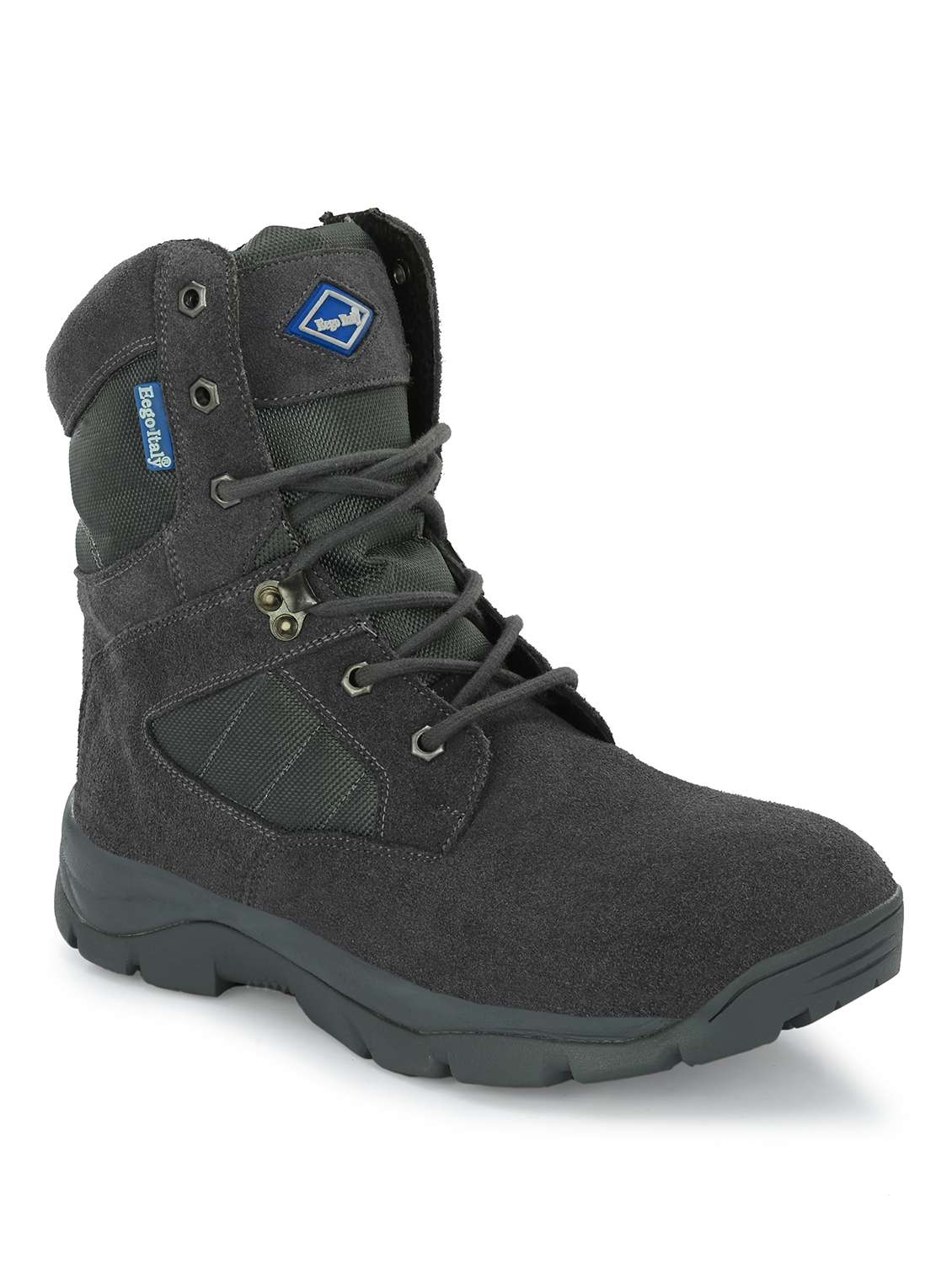 men solid charcoal leather hiking boot