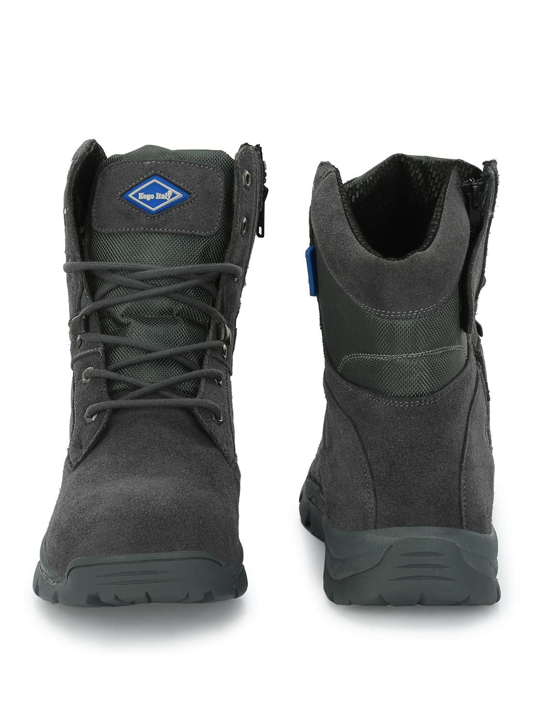 men solid charcoal leather hiking boot - 20394699 -  Standard Image - 3