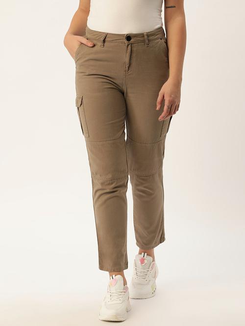 women solid cargo trouser - 20394929 - Standard Image - 0
