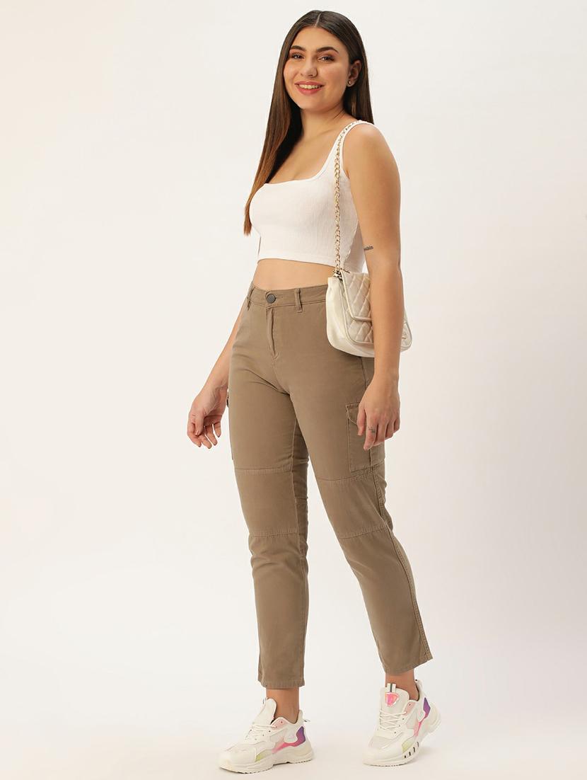 women solid cargo trouser - 20394929 - Standard Image - 3