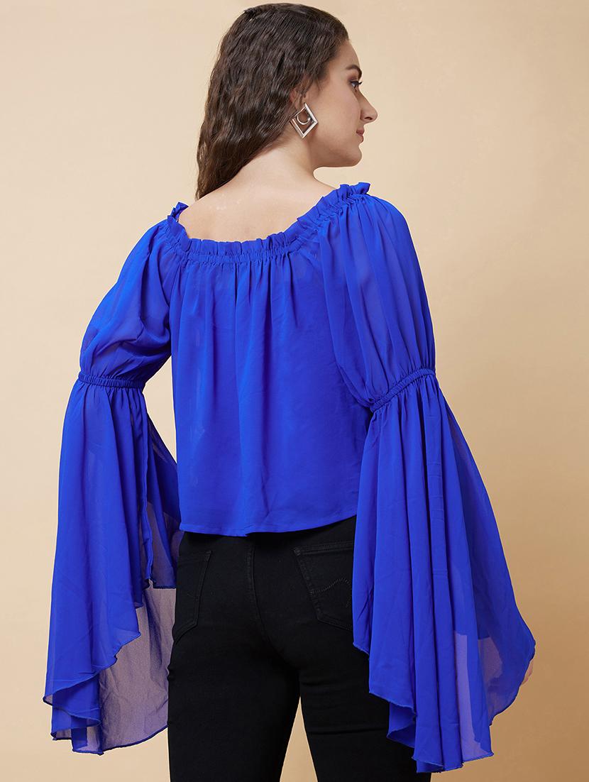 blue solid regular top - 20394972 - Standard Image - 3
