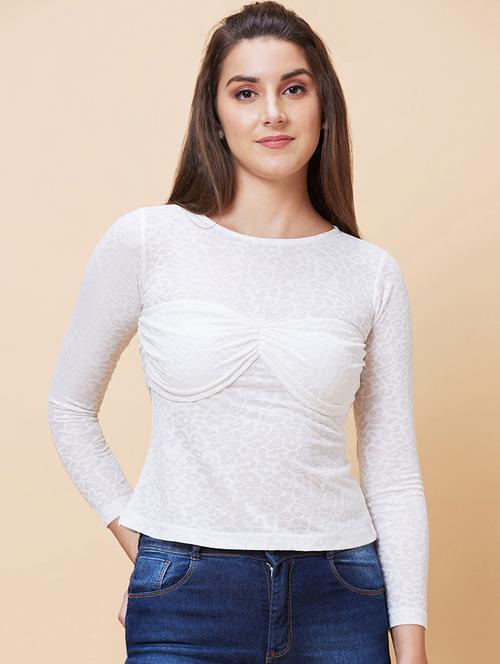 white animal print regular top - 20394982 -  Standard Image - 0