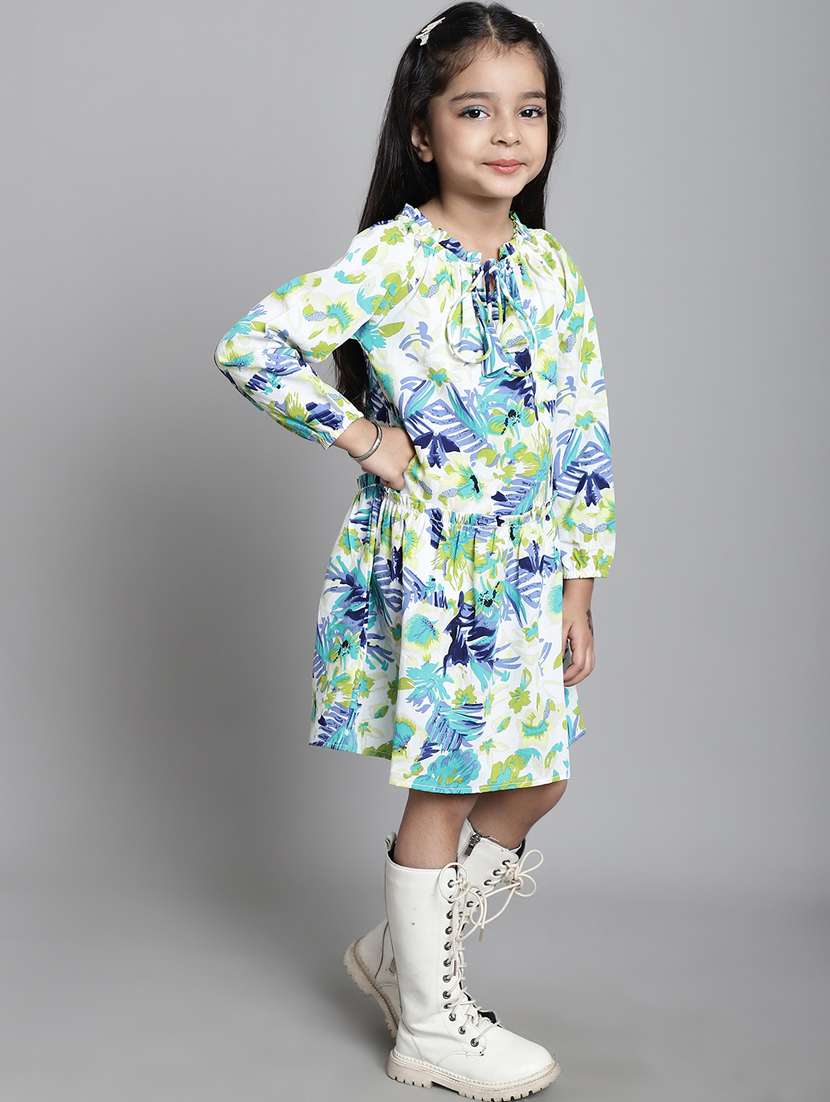 girls tie up neck long sleeves frock - 20395908 -  Standard Image - 3