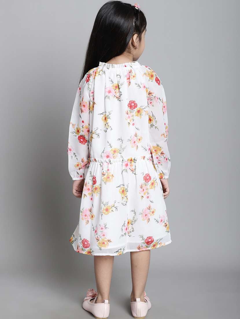 girls tie up neck long sleeves frock - 20395911 - Standard Image - 3
