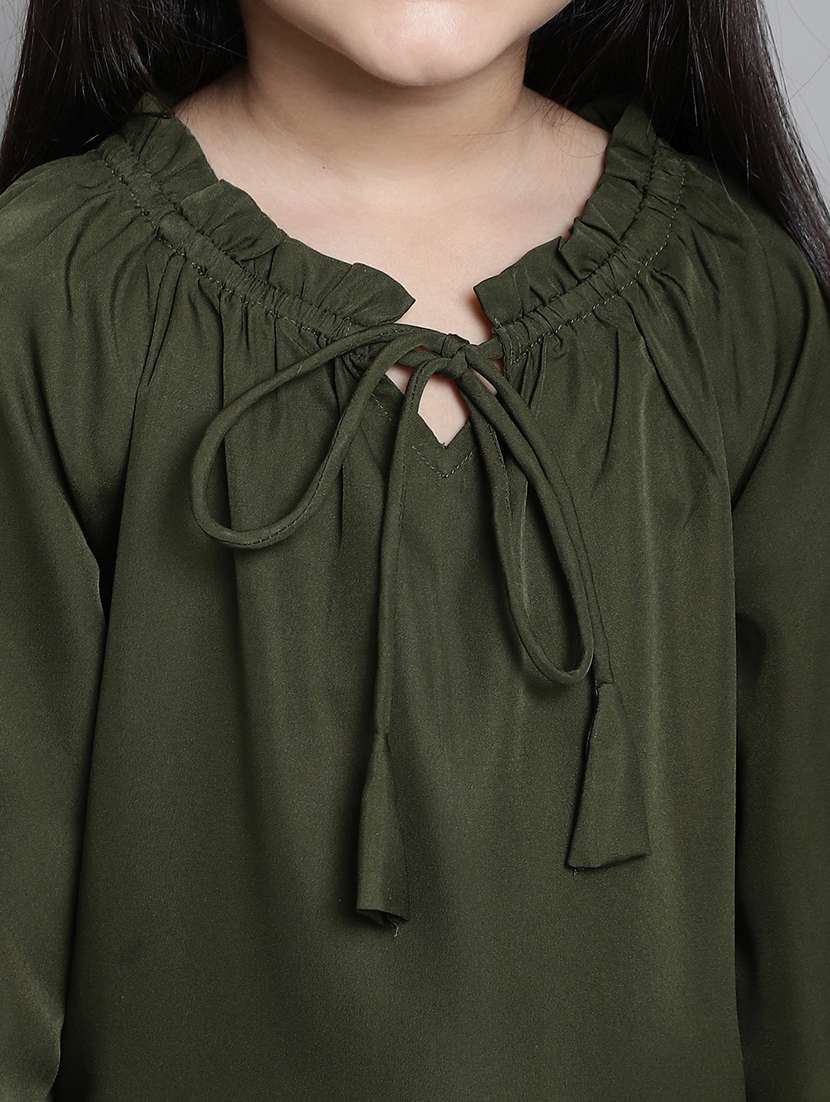 girls tie up neck puff sleeve frock - 20395912 -  Standard Image - 5