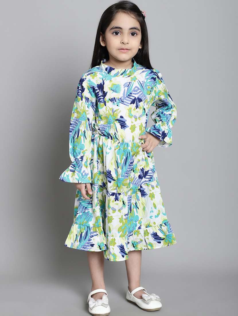 girls mock neck bell sleeve frock