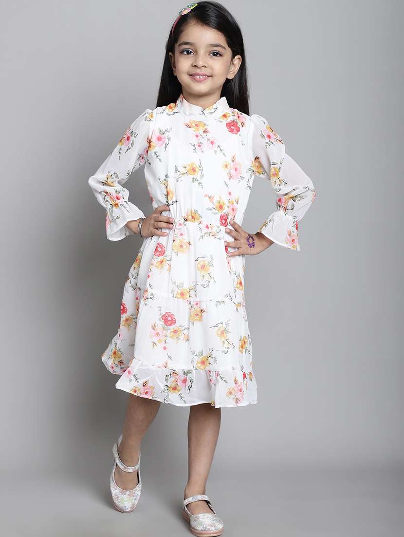 girls mock neck bell sleeve frock