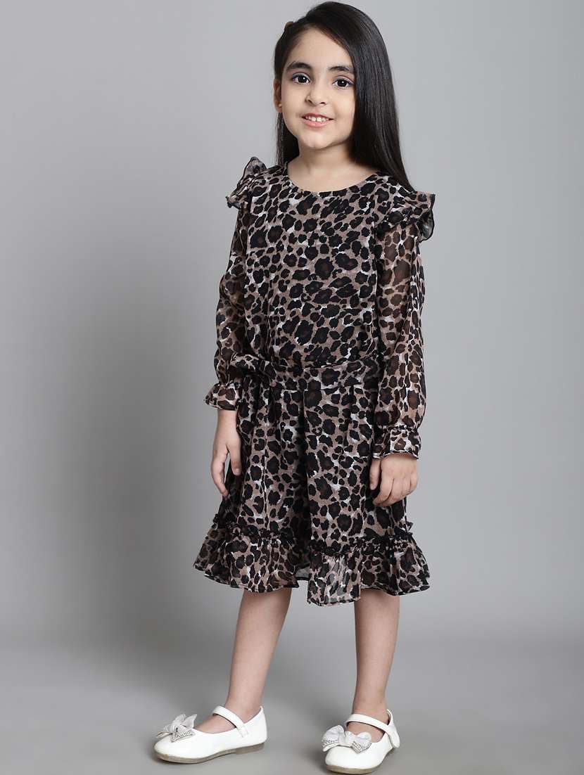 girls round neck long sleeves frock - 20396300 -  Standard Image - 3
