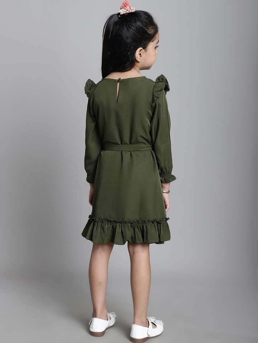 girls round neck three quarter sleeves frock - 20396306 -  Standard Image - 3