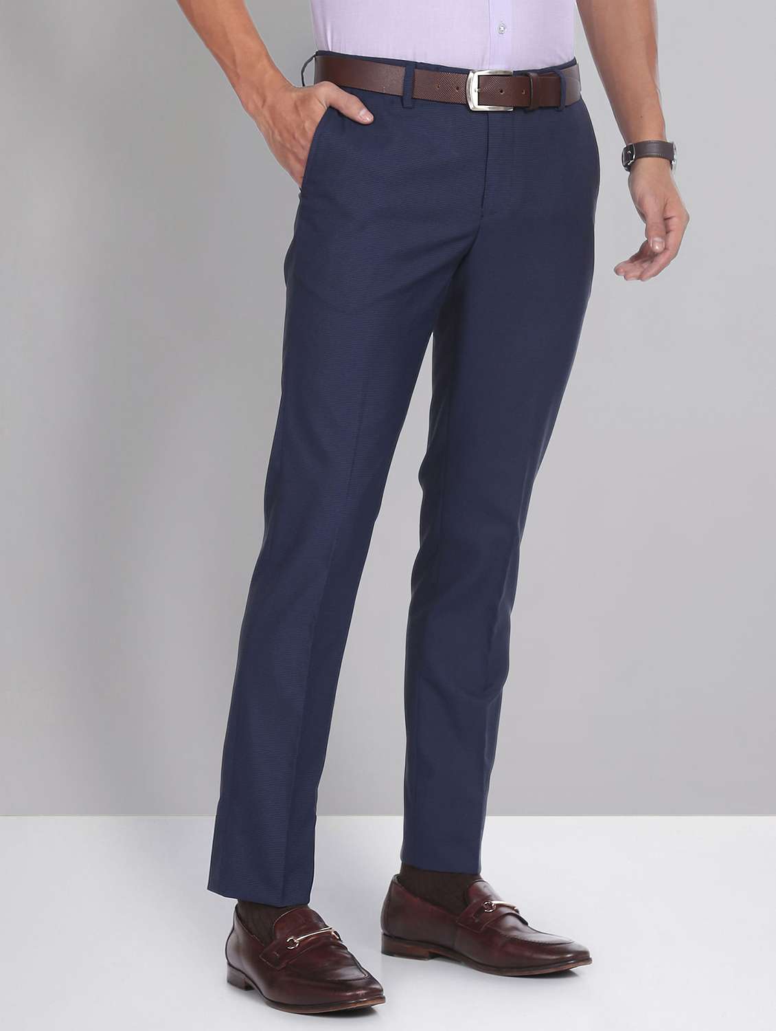 men mid rise striped flat front formal trouser - 20396438 -  Zoom Image - 0