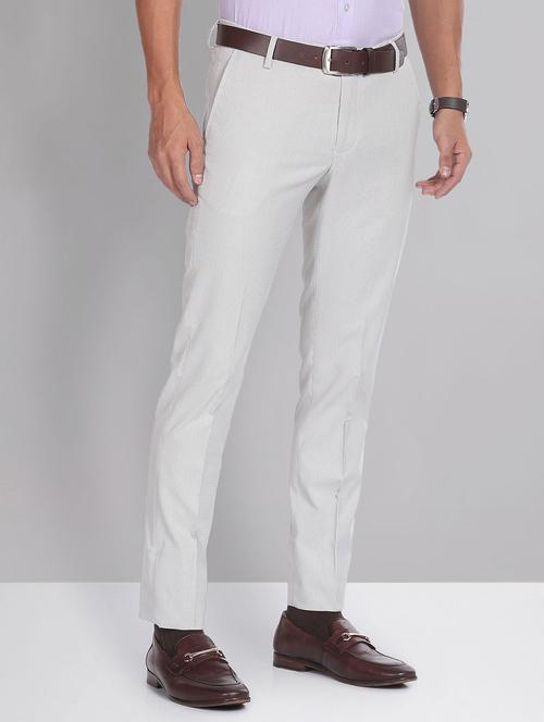 grey polyester flat front trousers formal - 20396439 - Standard Image - 0