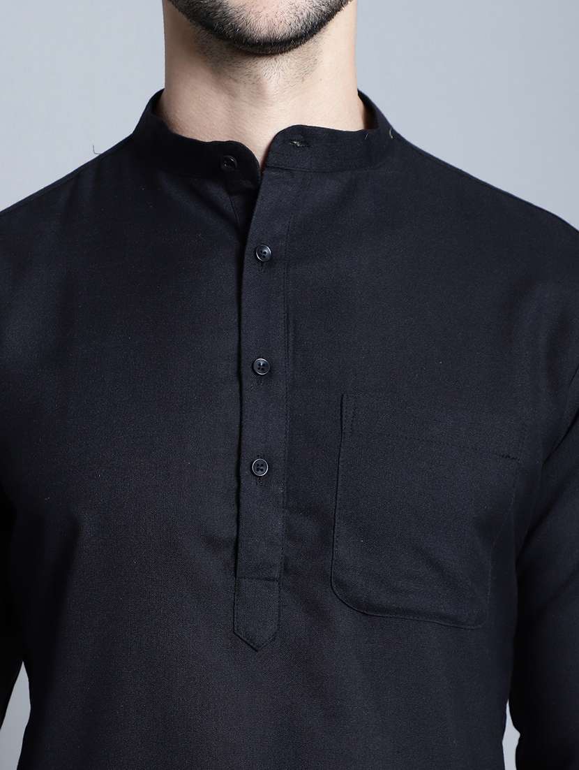men solid cotton long kurta - 20396577 -  Standard Image - 5
