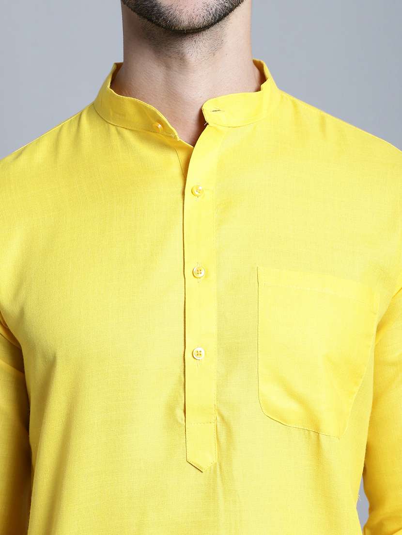 men solid cotton long kurta - 20396578 -  Standard Image - 5