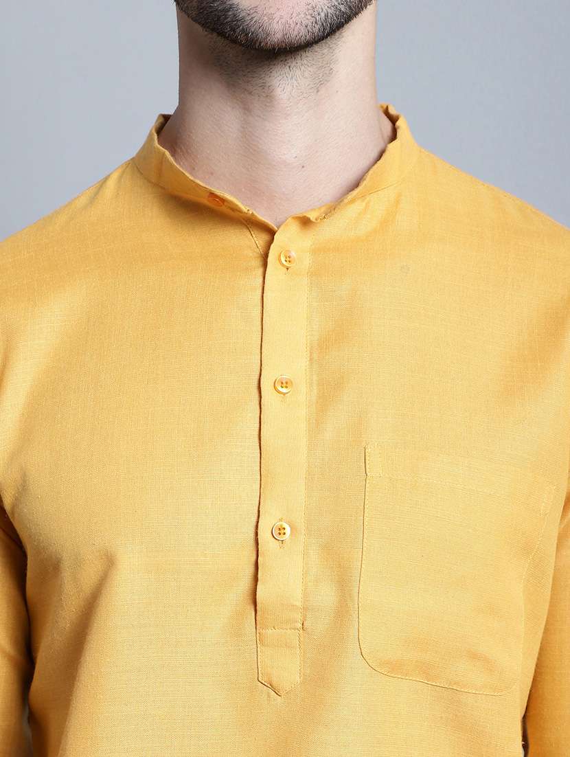 men solid cotton long kurta - 20396580 -  Standard Image - 5