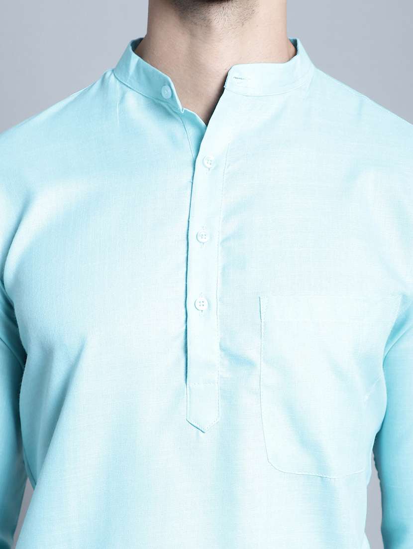 men solid cotton long kurta - 20396581 -  Standard Image - 5