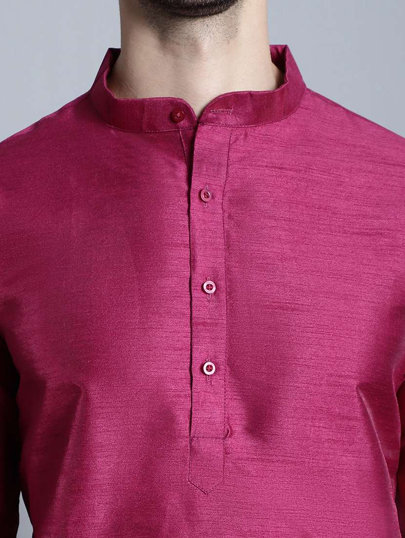 men solid cotton long kurta - 20396582 -  Standard Image - 5