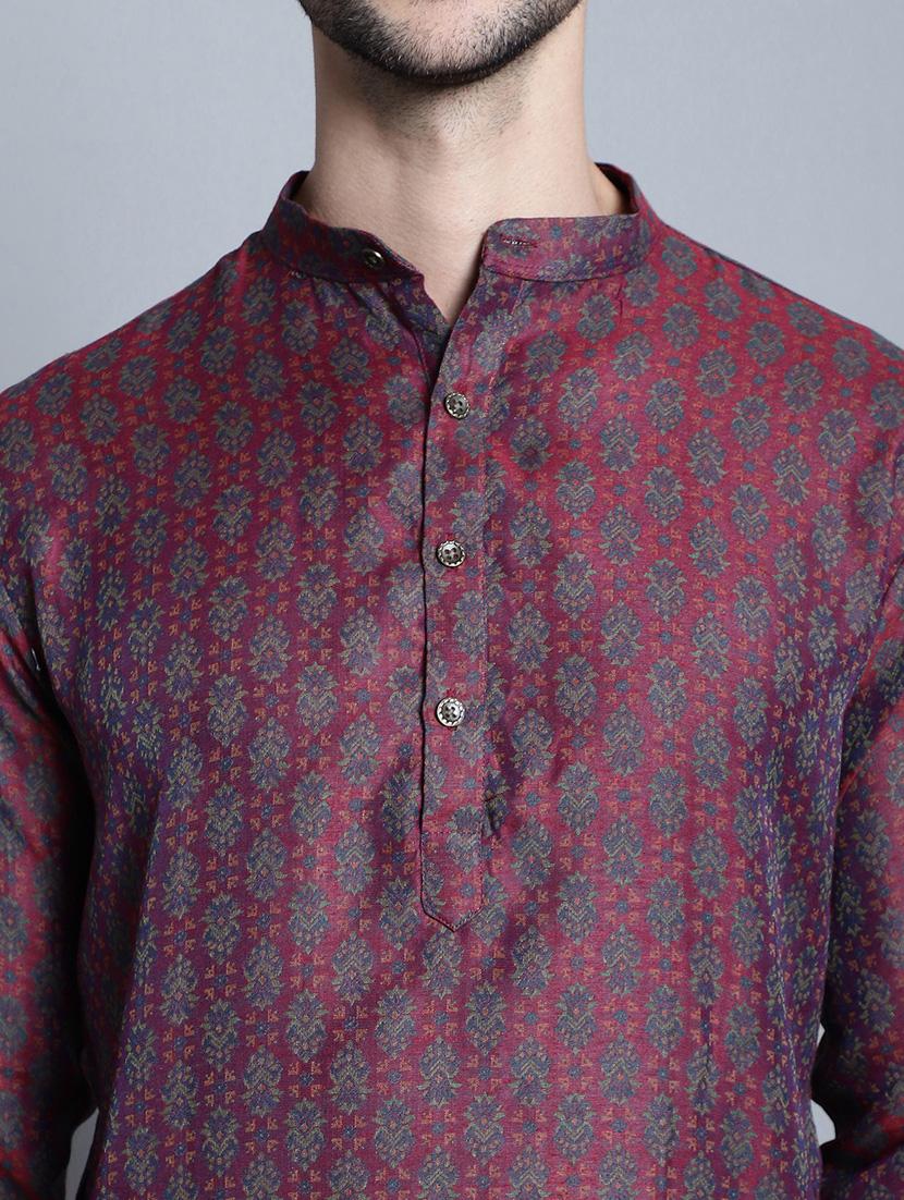 men self design silk long kurta - 20396589 - Standard Image - 5
