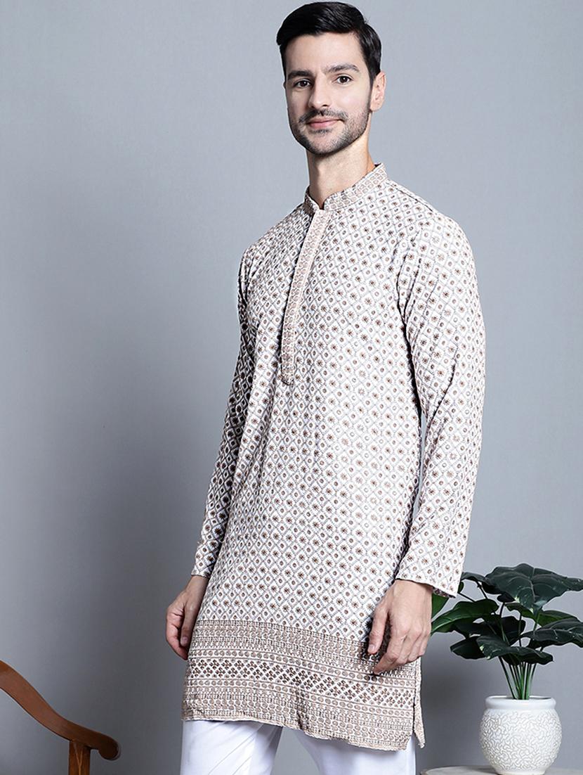 men embroidered long kurta - 20396593 - Zoom Image - 0