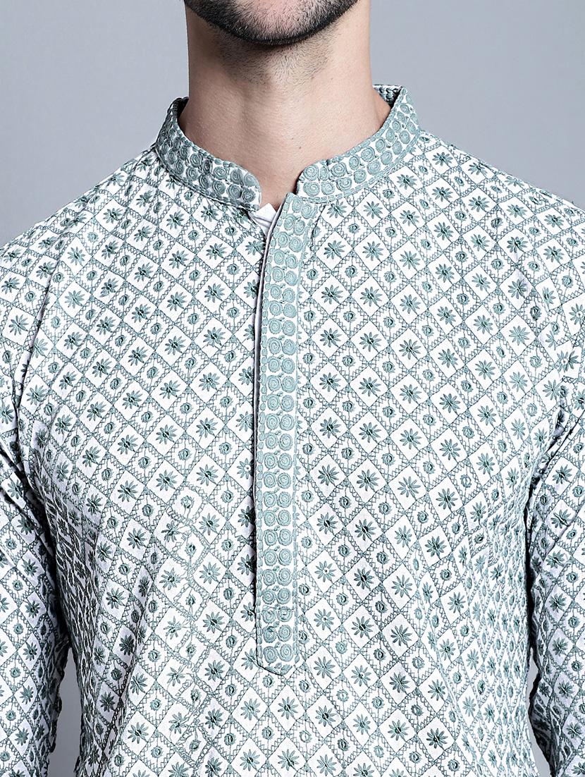 men embroidered long kurta - 20396594 - Standard Image - 5