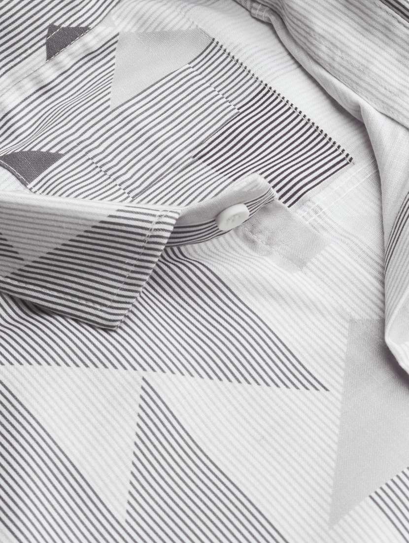 grey geometric print long sleeves casual shirt - 20396637 -  Standard Image - 3