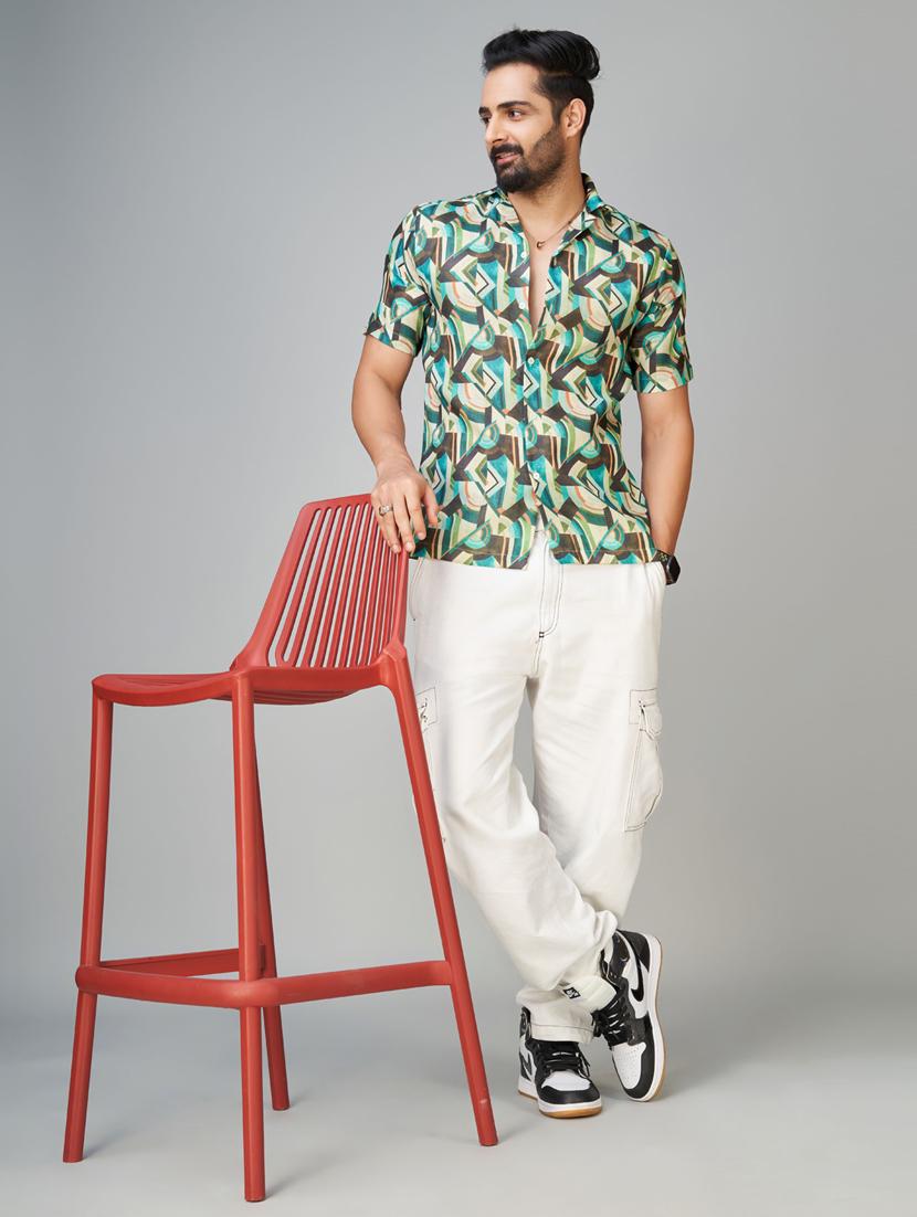 multi colored printed short sleeves casual shirt - 20396642 - Standard Image - 3