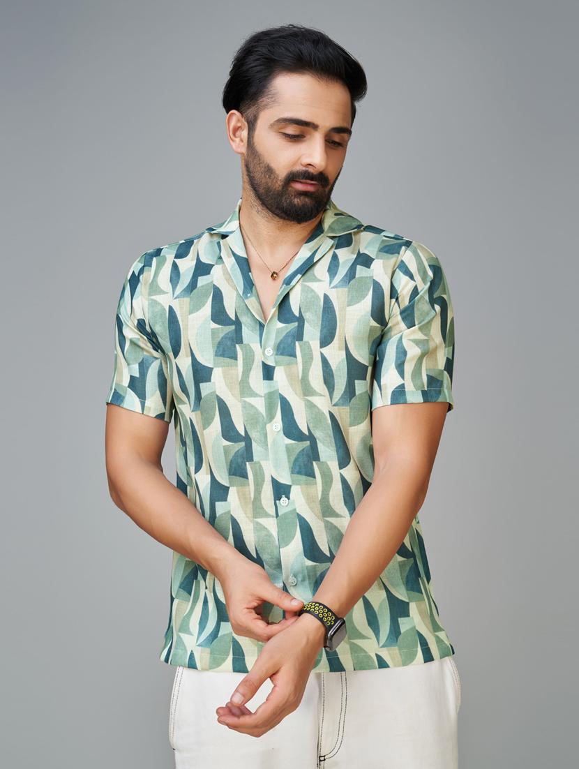 men multi colored printed linen regular casual shirt - 20396645 - Zoom Image - 0
