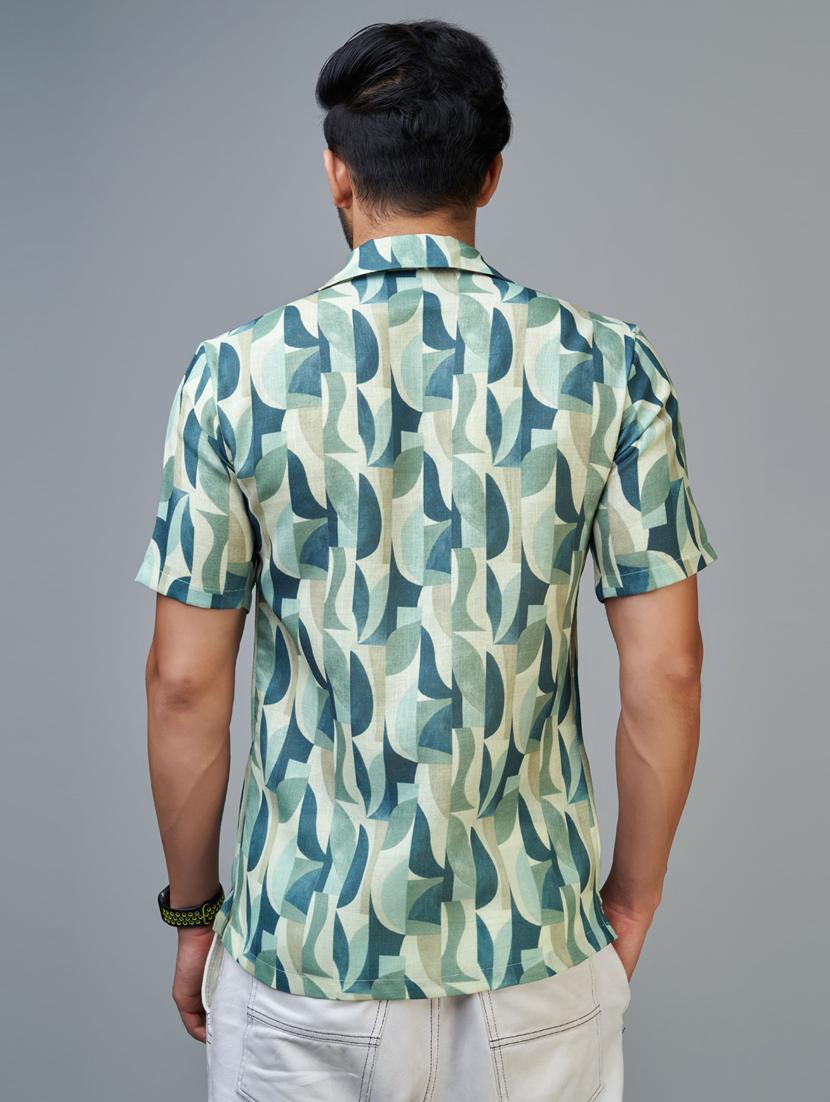 men multi colored printed linen regular casual shirt - 20396645 - Standard Image - 3