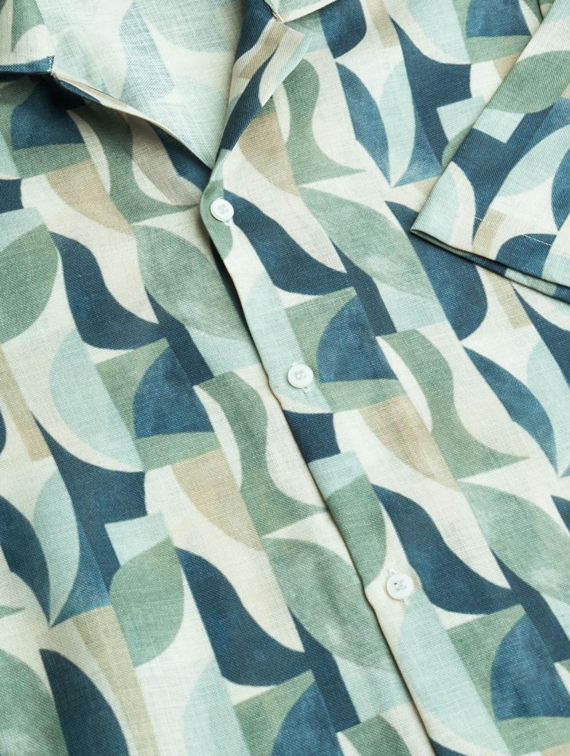 men multi colored printed linen regular casual shirt - 20396645 - Standard Image - 5