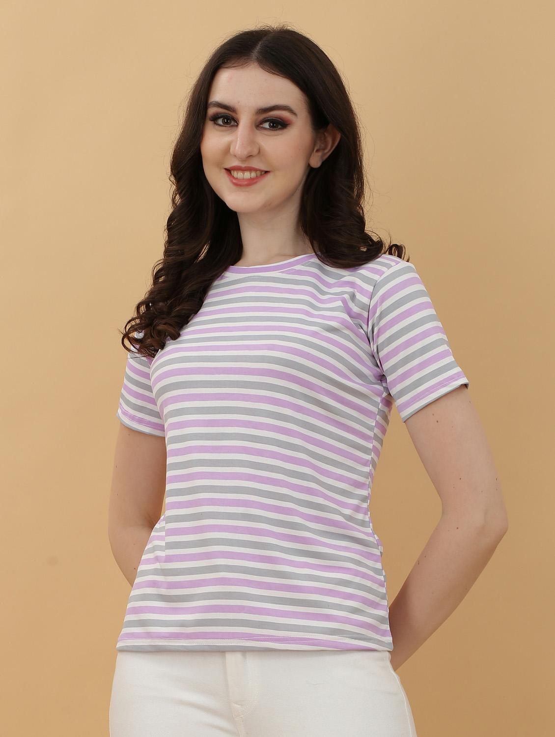 round neck striped t-shirt - 20396677 - Zoom Image - 0