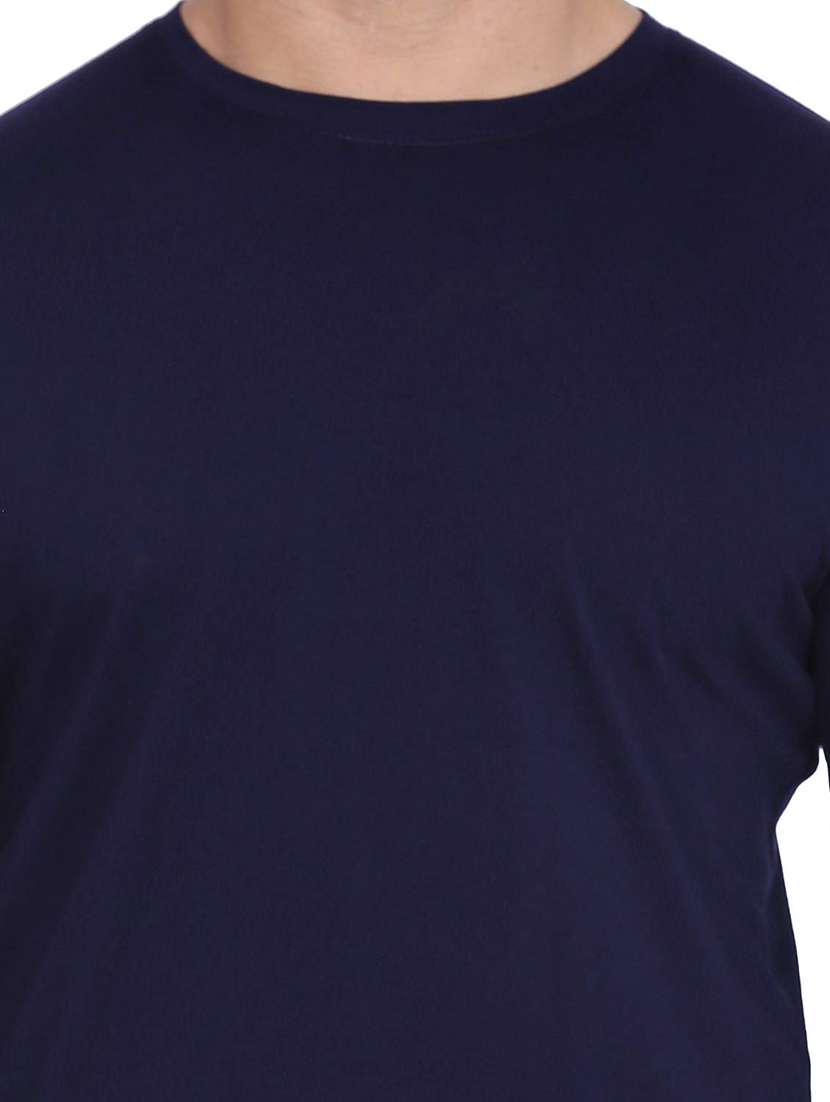 navy blue solid long sleeves slim fit t-shirt - 20396713 -  Standard Image - 3