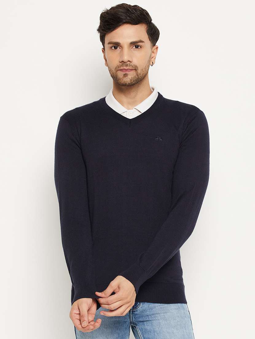 navy blue wool blend pullover