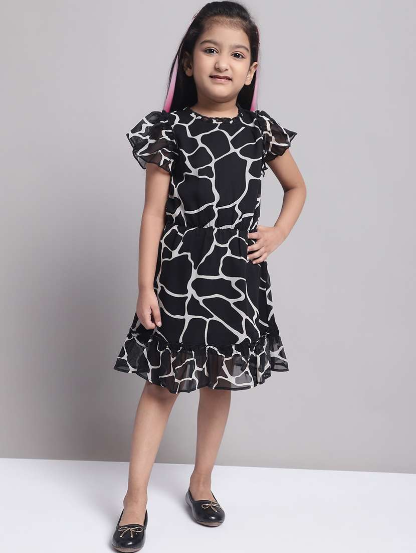girls round neck cap sleeve frock