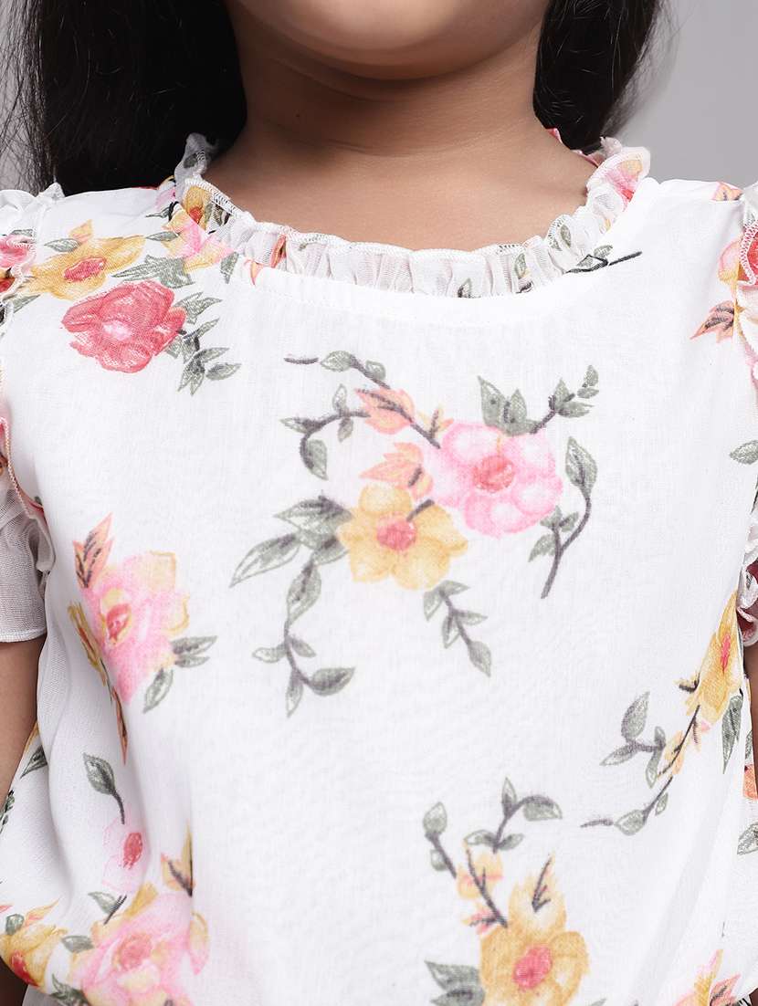 girls white round neck cape sleeve frock - 20396808 -  Standard Image - 5