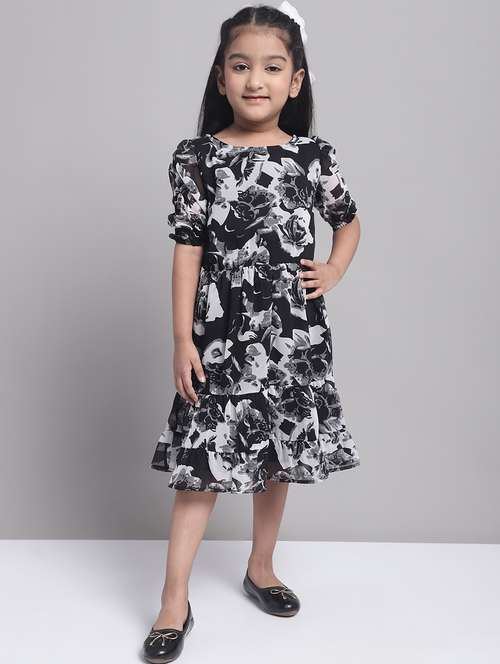 girls round neck three quarter sleeves frock - 20396829 -  Standard Image - 0