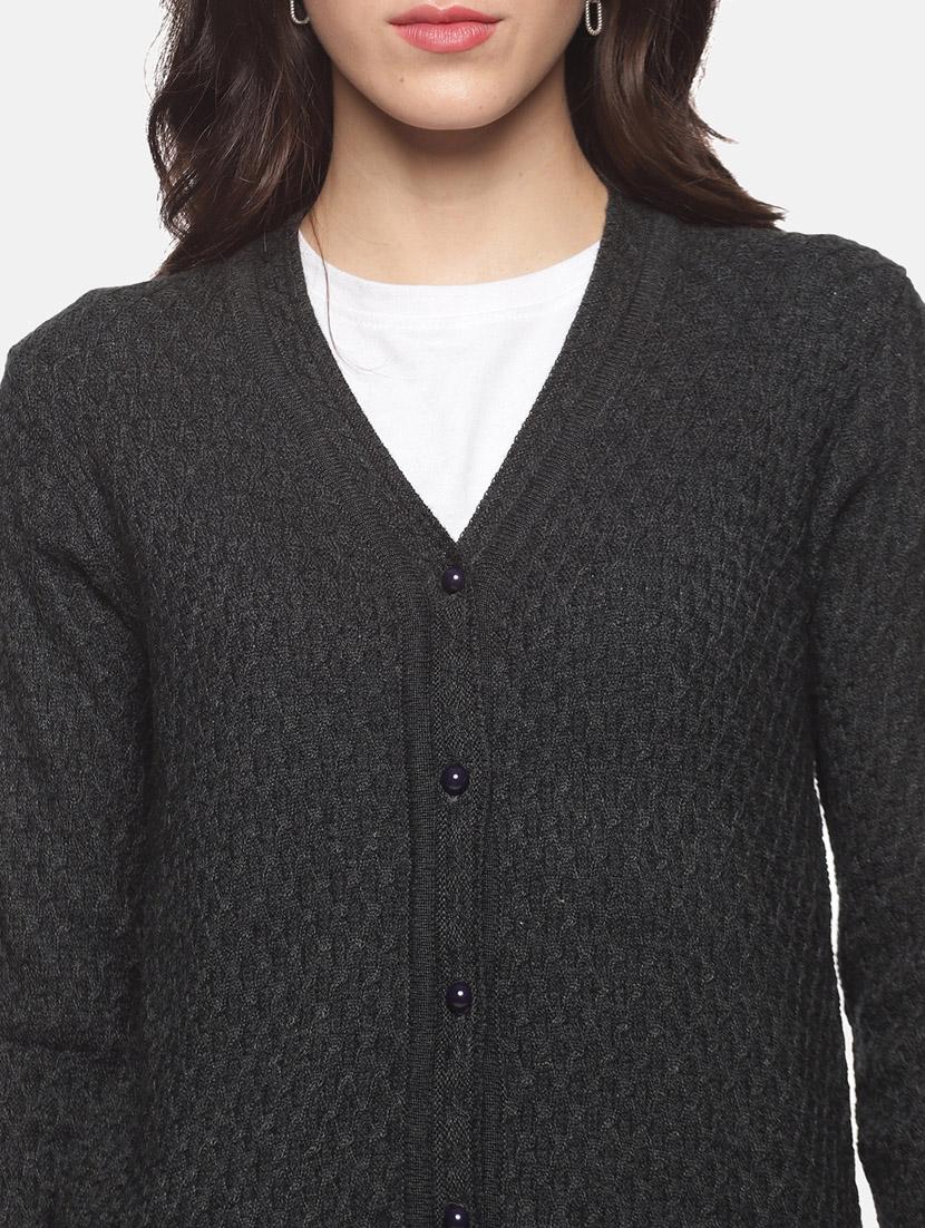 women grey wool blend cardigan - 20396858 - Standard Image - 5