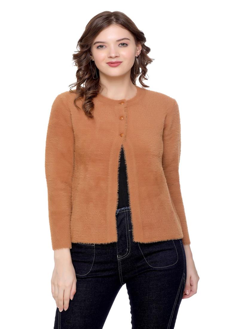 crew neck self design cardigan - 20396931 - Zoom Image - 0