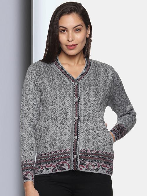 women grey wool blend cardigan - 20396953 -  Standard Image - 0