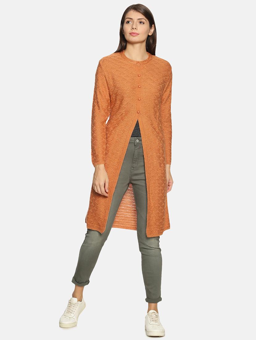 women orange wool blend cardigan - 20396984 - Zoom Image - 0