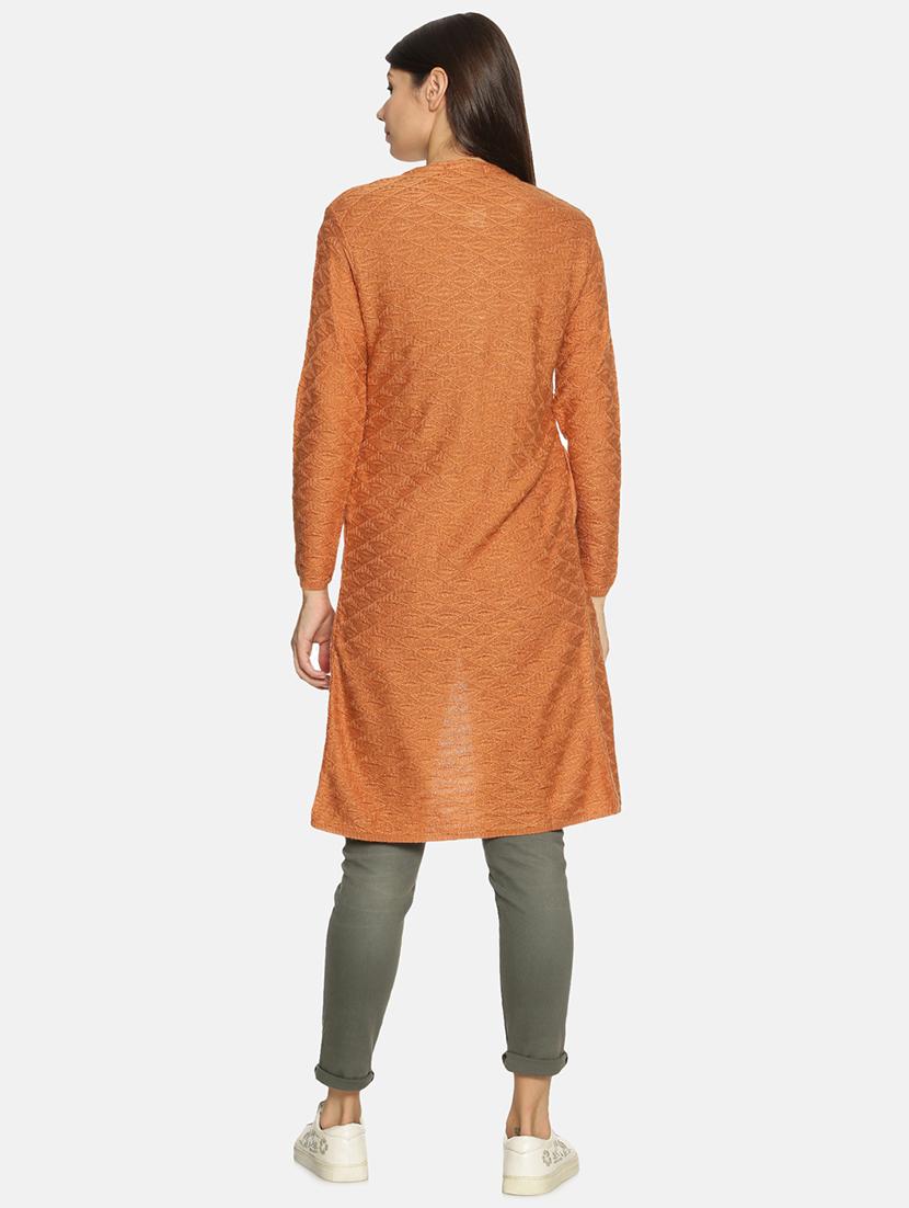women orange wool blend cardigan - 20396984 - Standard Image - 3