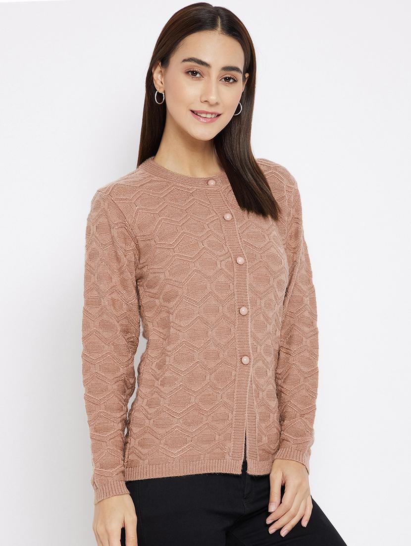 women taupe wool blend cardigan - 20397038 - Zoom Image - 0