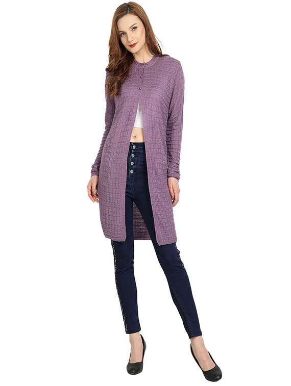  crew neck self design cardigan - 20397058 -  Standard Image - 3